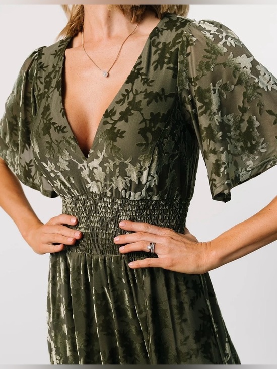 Baltic Born Veronica Velvet Maxi Dress Green Floral XL NWT - Picture 2 of 6